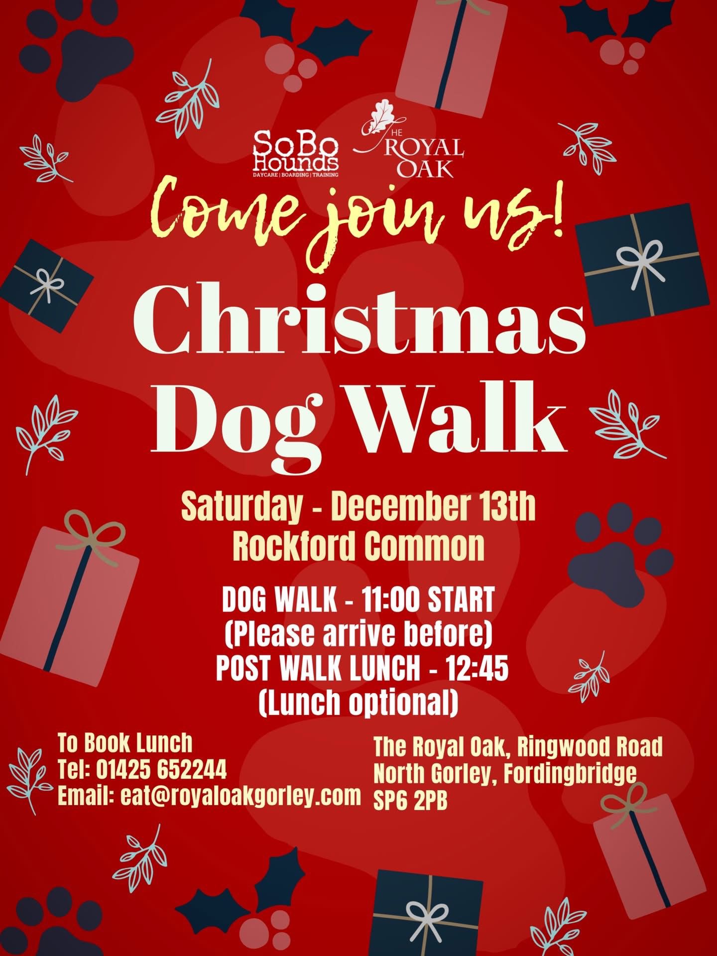 Christmas Dog Walk! – Saturday 13th December